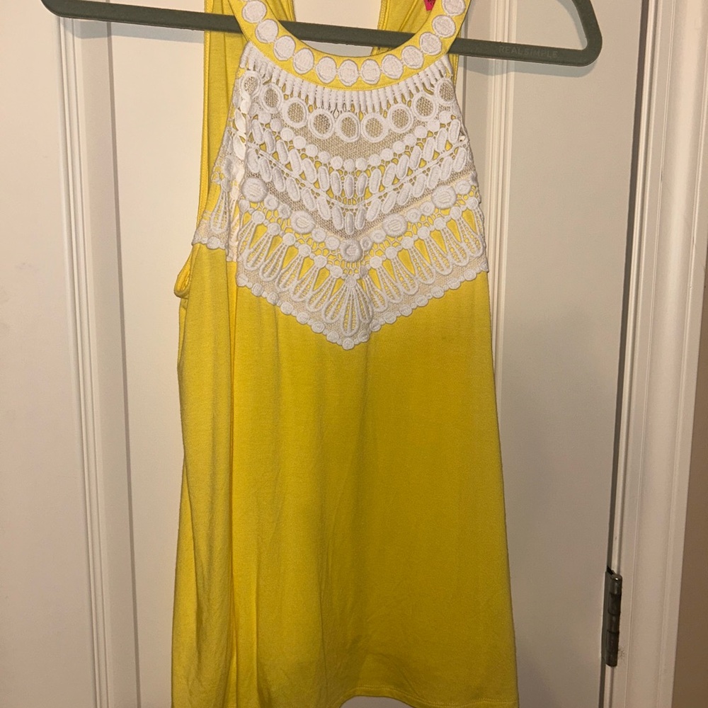 Lilly Pulitzer Yellow Top with White Lace Accents